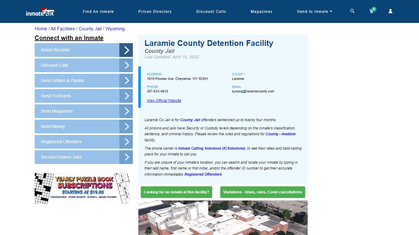 Laramie County Detention Facility - Inmate Locator - Cheyenne, WY